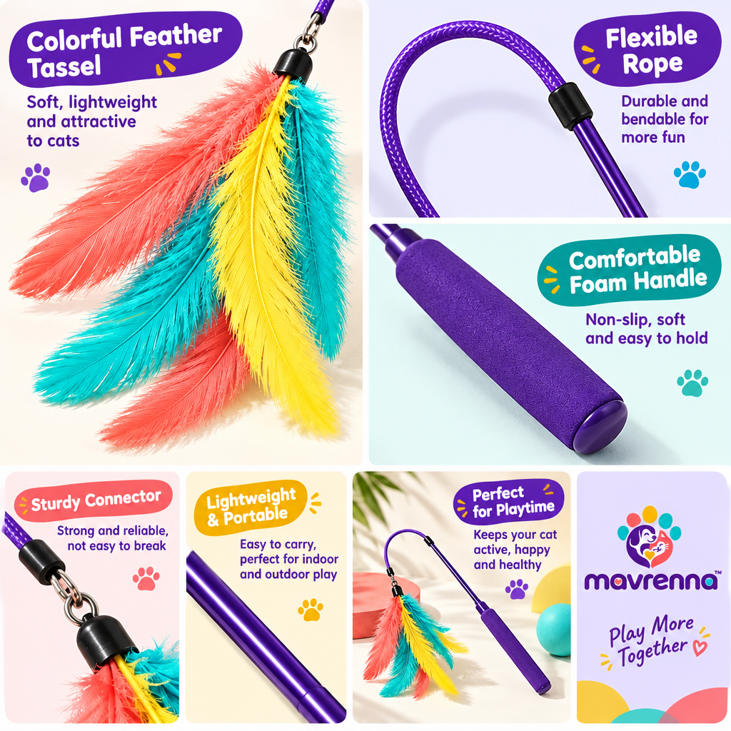 mavrenna™ Feather Teaser Cat Wand image 3