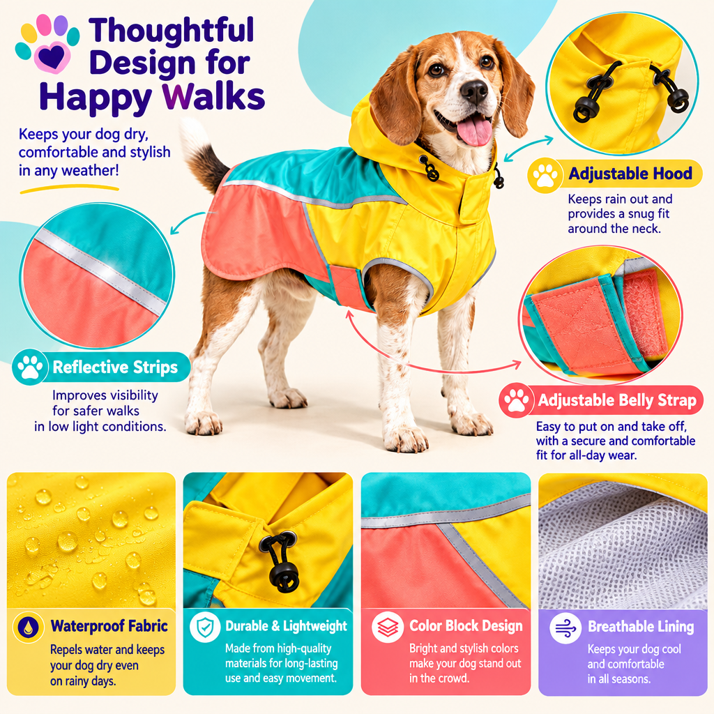 mavrenna™ Colorblock Hooded Dog Raincoat image 3