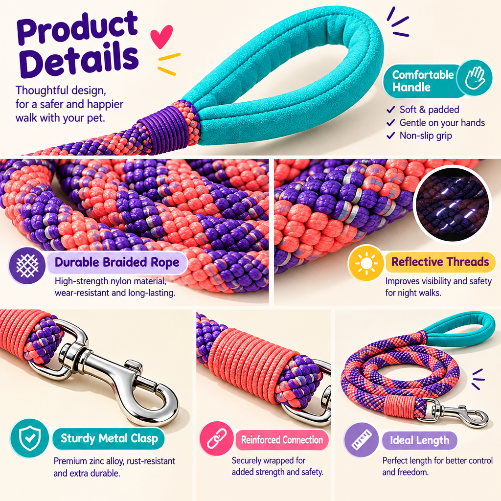 mavrenna™ Braided Rope Dog Leash image 3
