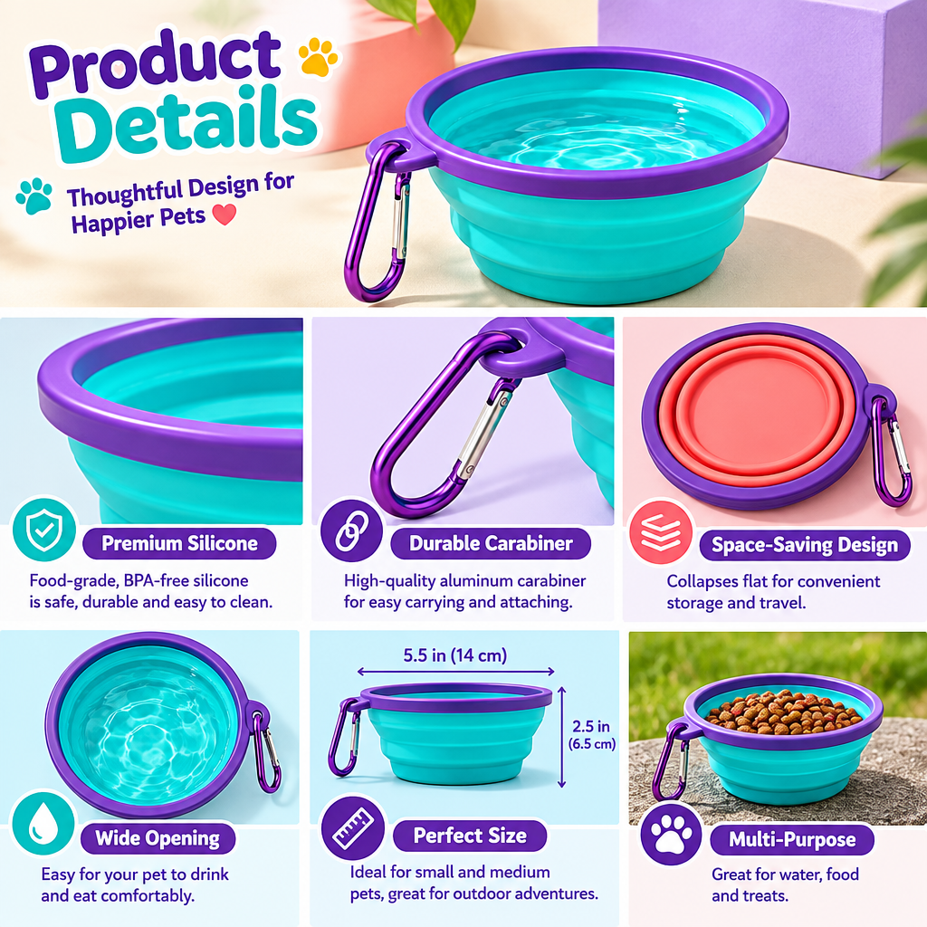 mavrenna™ Collapsible Travel Pet Bowl Set image 5